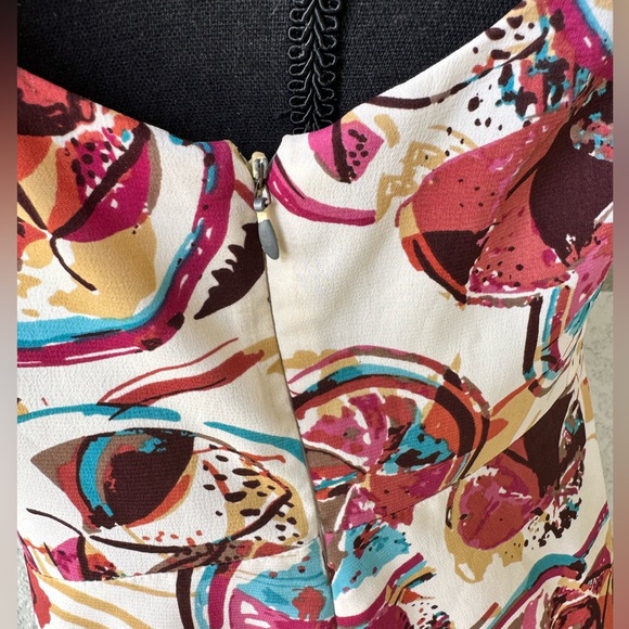 Madison Women’s Studio Sleeveless Browns Geometric Print Fully Lined Side Zipper - Picture 6 of 7